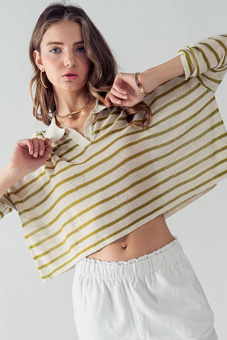 Fashion Week Fashion Week Sydney Eyelet Star Striped Polo - Little Miss Muffin Children & Home