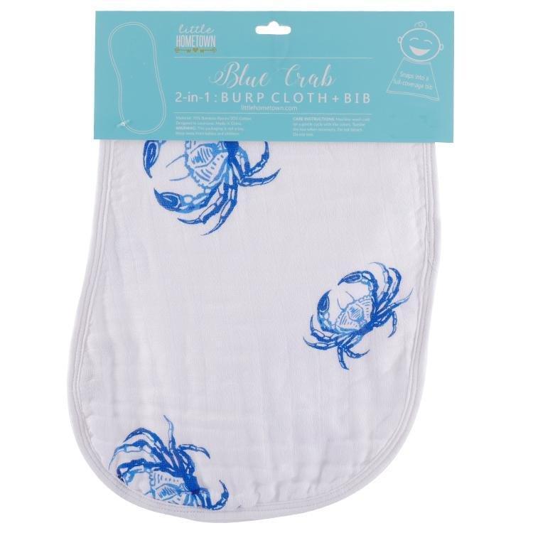 Little Hometown Blue Crab 2 In 1 Burp Cloth And Bib - Little Miss Muffin Children & Home