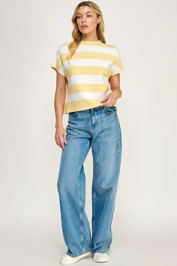 Ellison Butter Striped Soft Ribbed Knit Sweater - Little Miss Muffin Children & Home