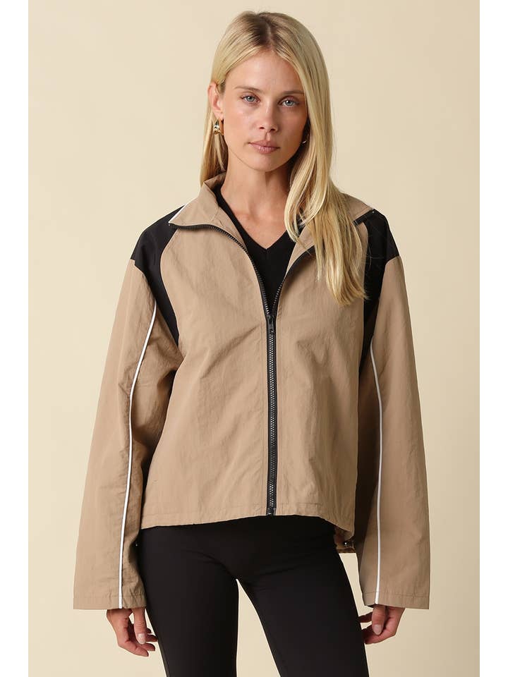 Eloise Contrast Panel Zip-Up Jacket, 2 Colors Available