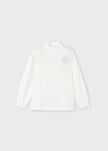 Mayoral Usa Inc Mayoral Long Sleeve Ruffle Trim Mock Neck T-shirt in Off White - Little Miss Muffin Children & Home