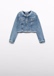 Abel & Lula Abel & Lula Denim Jacket with Tulle Bow Detail - Little Miss Muffin Children & Home