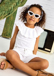 Mayoral Usa Inc Mayoral Eyelet Ruffle T-Shirt in White - Little Miss Muffin Children & Home