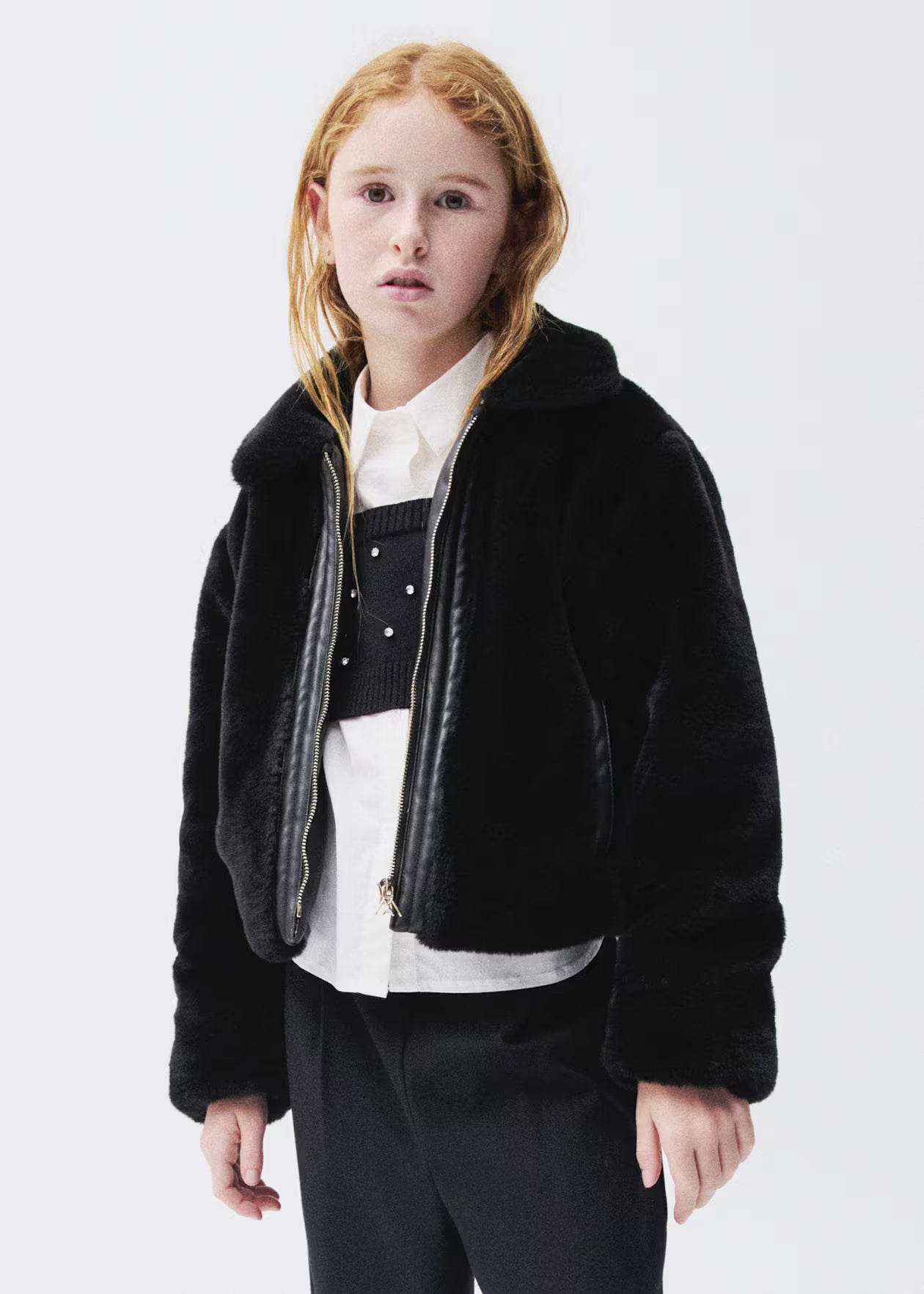 Faux Fur Zip Up Jacket