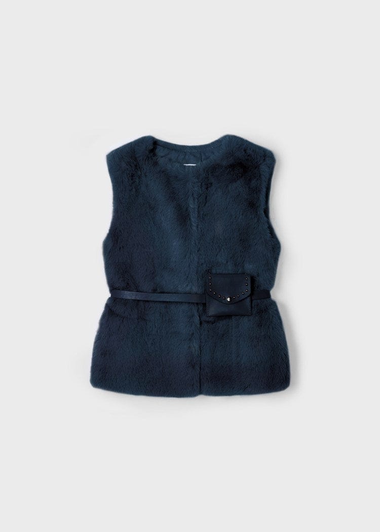 Mayoral Usa Inc Mayoral Faux-Fur Vest with Belt in Navy - Little Miss Muffin Children & Home