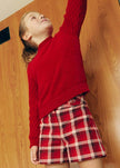 red fuzzy sweater