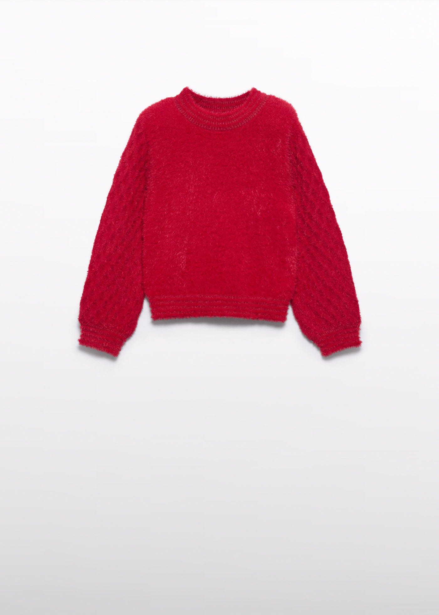 red fuzzy sweater
