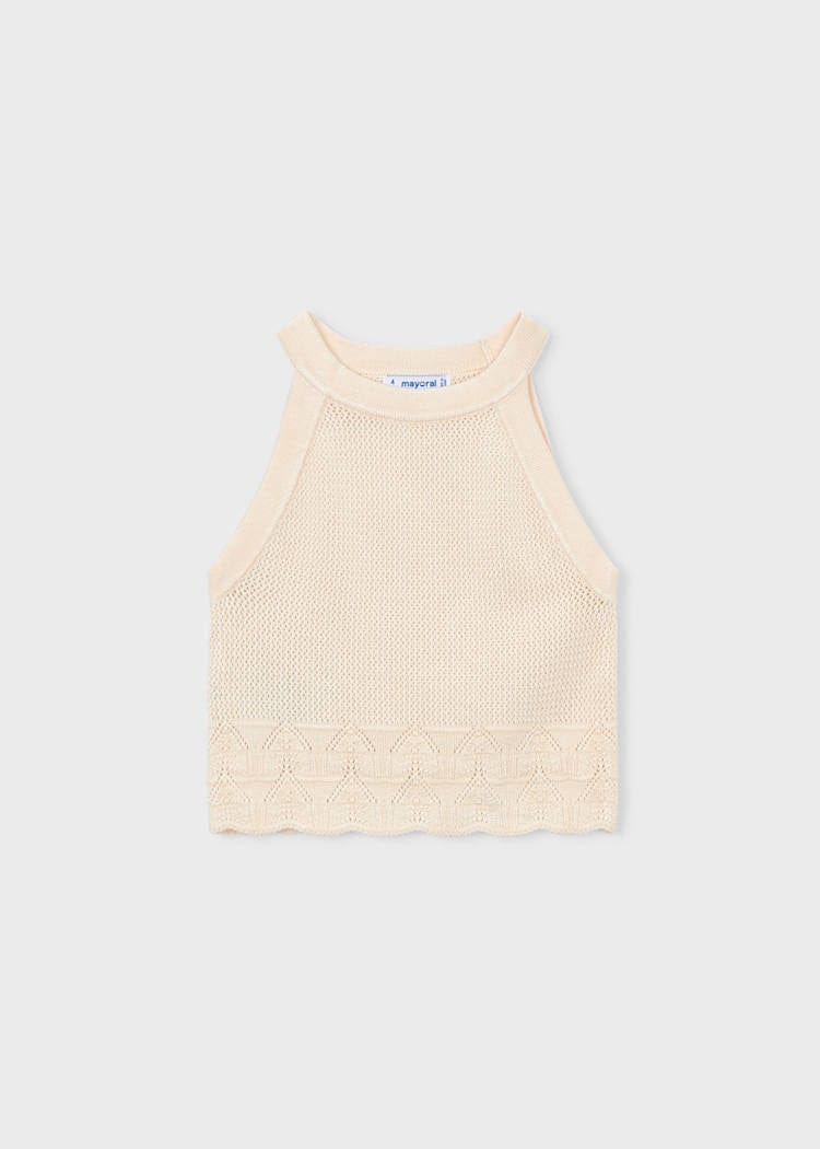 Knit Halter Tank Top in Chickpea