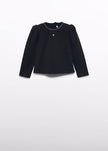 Abel & Lula Long Puff Sleeve Knit Logo Top with Metallic Trim - Little Miss Muffin Children & Home