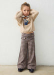 Houndstooth Jacquard Knit Wide Leg Pants