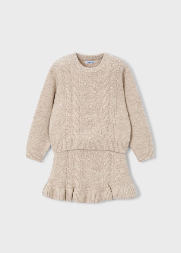 girls knit two piece sweater and skirt set