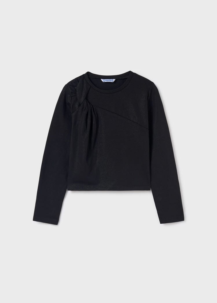Mayoral Usa Inc Mayoral Girls Long Sleeve Knotted T-shirt in Black - Little Miss Muffin Children & Home