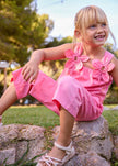 Mayoral Usa Inc Flower Applique Top & Pants Set in Geranium - Little Miss Muffin Children & Home