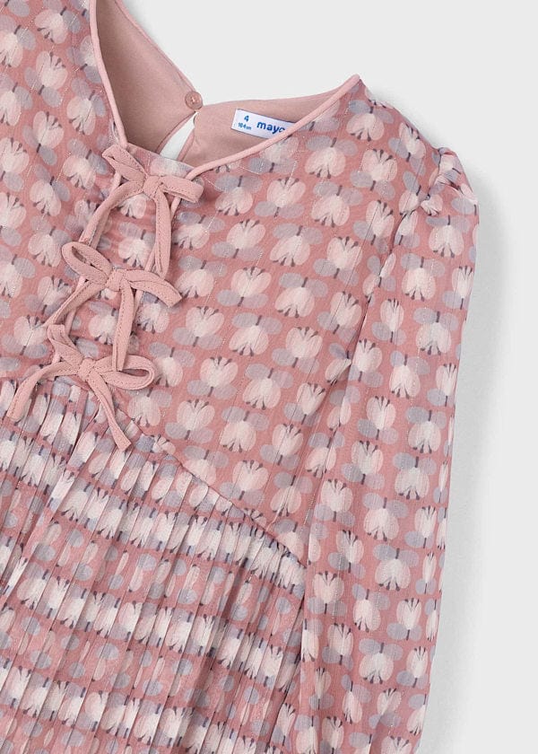 girls floral printed pink dress