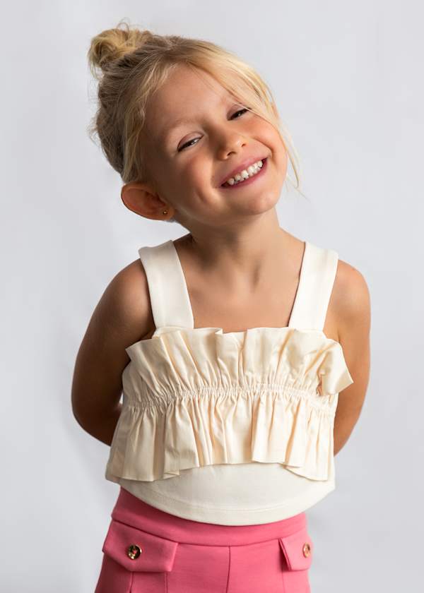 Ruffled Tank Top in Natural