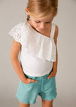 Girl's Raw Edge Twill Shorts in Oasis