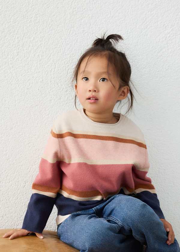 Girl's Crew Neck Jacquard Sweater