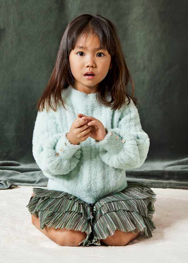 Abel & Lula Cable Knit Fuzzy Sweater - Little Miss Muffin Children & Home
