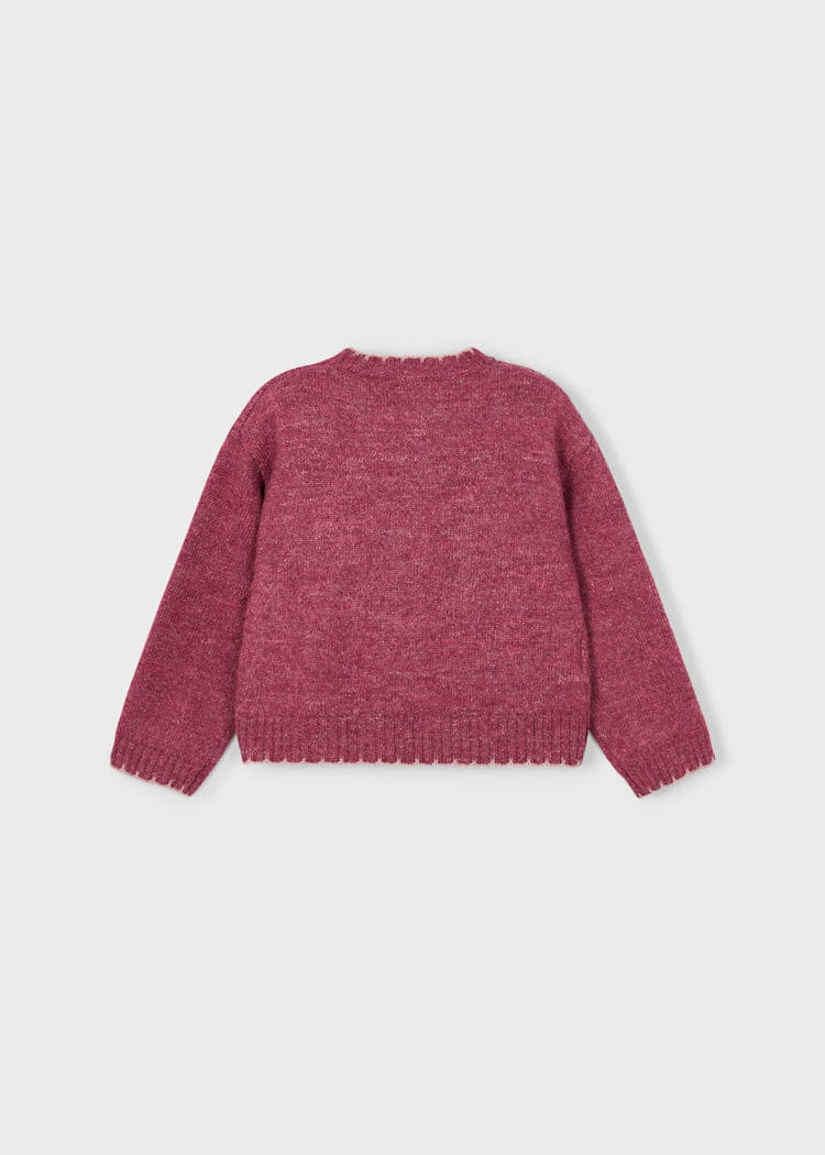 Mayoral Usa Inc Knit Sweater with Embroidered Sequin Crown Design in Cherry - Little Miss Muffin Children & Home