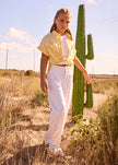 Raw Edge Twill Pleated Pants