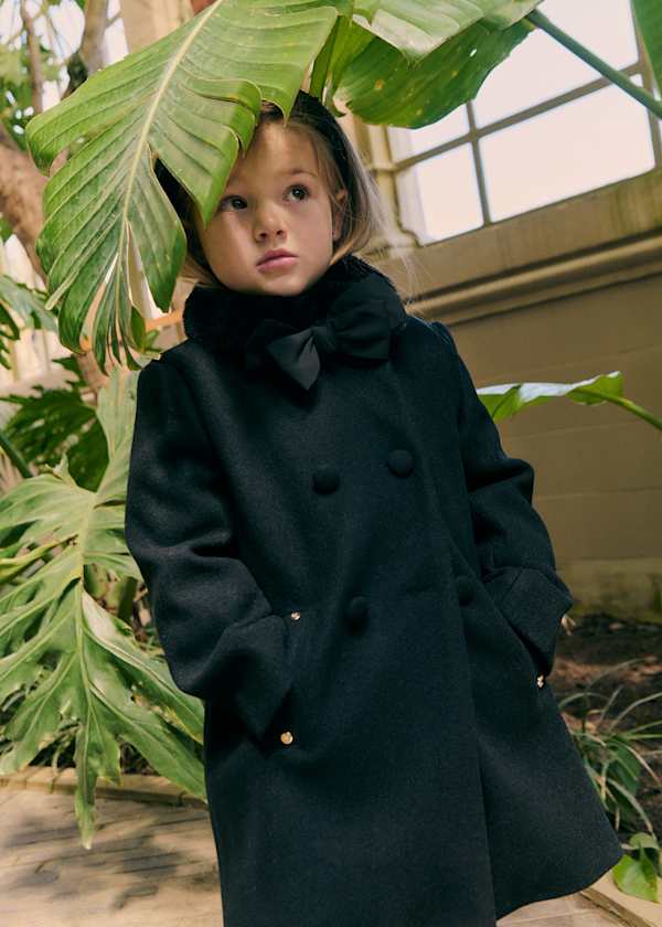 Abel & Lula Double Breasted Wool Coat with Faux Fur Collar - Little Miss Muffin Children & Home