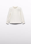 Abel & Lula Abel & Lula Ruffled Neck Sweater in Off White - Little Miss Muffin Children & Home