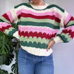 green chunky knit sweater