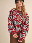 red wine heart shaped sweater