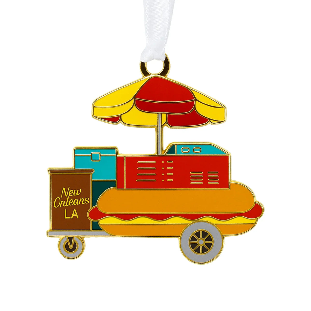 Hot dog cart enamel New Orleans ornament 