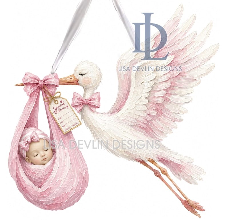 Stork Carrying Baby Door Hanger