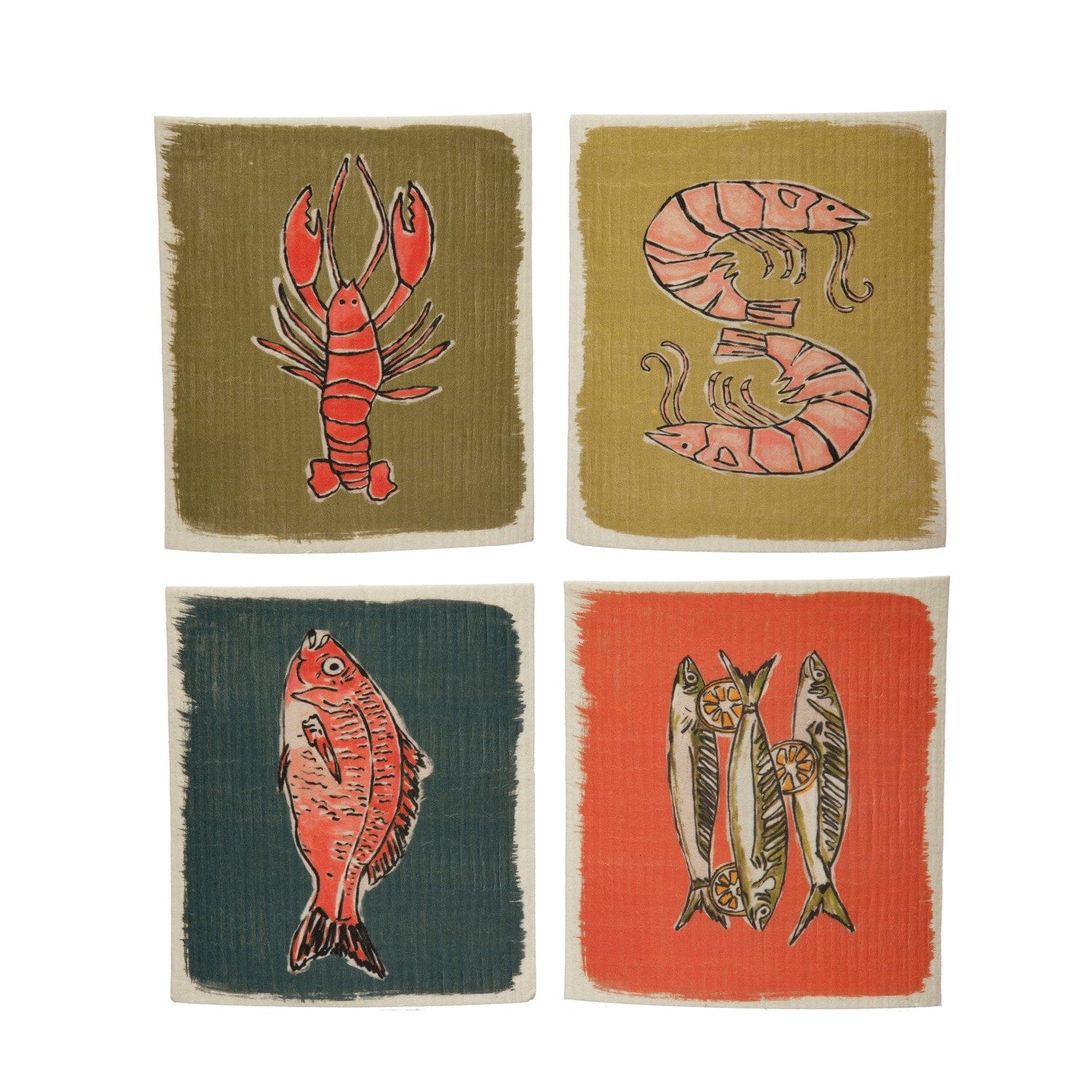 Creative Co-op Sea Life Reusable Cellulose Sponge Cloth