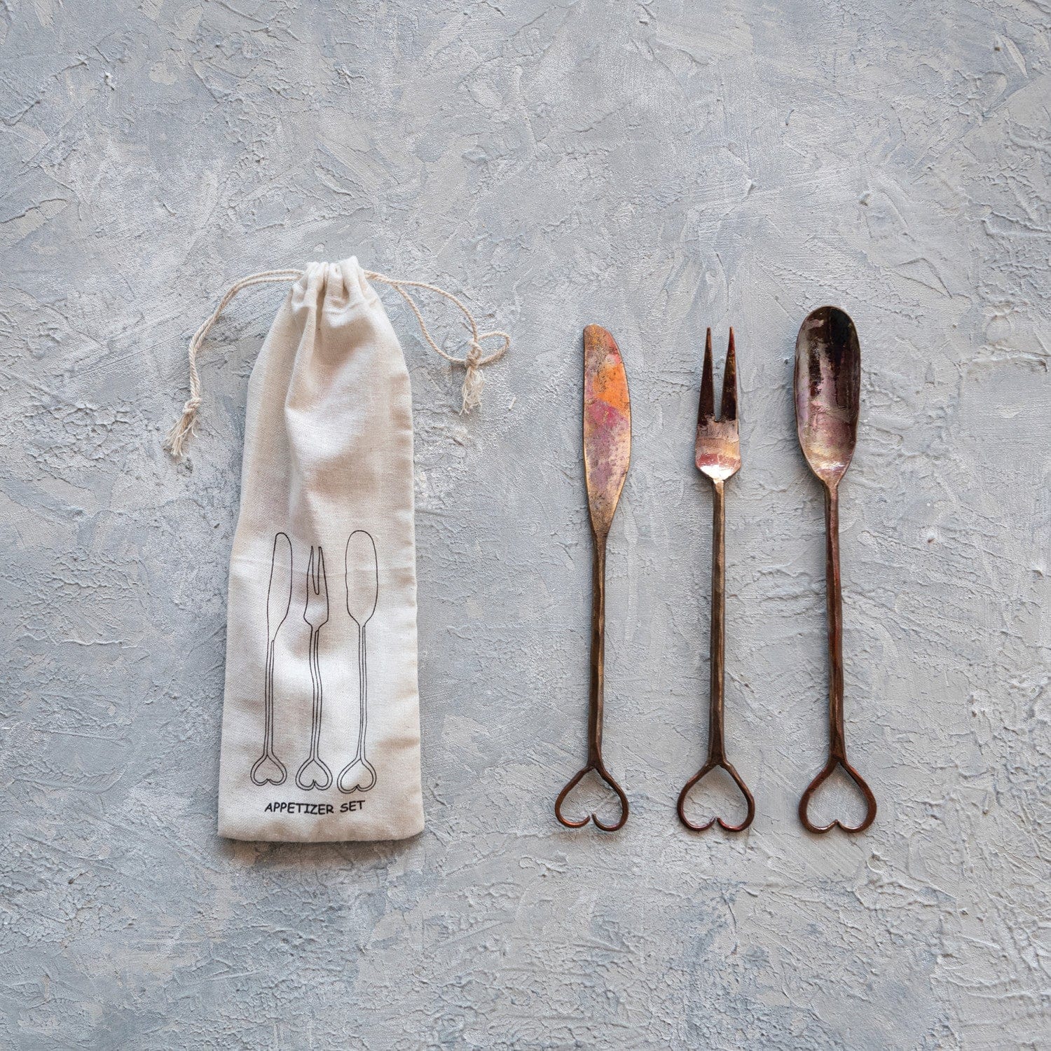Creative Co-Op Creative Co-Op Hand-Forged Copper Heart Handle Appetizer Cutlery - Little Miss Muffin Children & Home