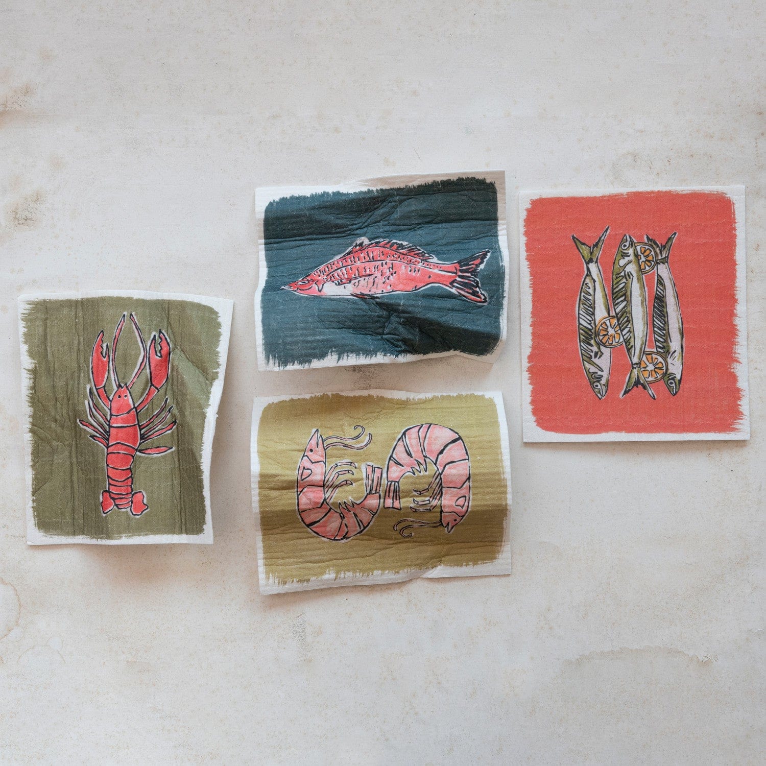 Creative Co-Op Creative Co-op Sea Life Reusable Cellulose Sponge Cloth - Little Miss Muffin Children & Home