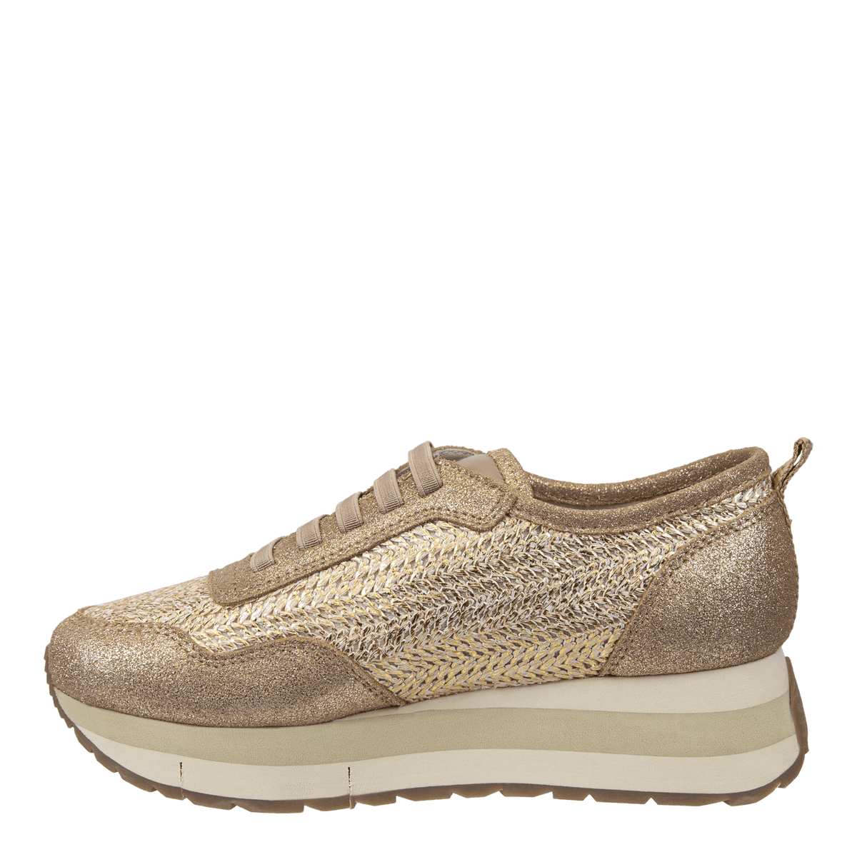 Naked Feet Naked Feet Kinetic Platform Sneakers in Gold Raffia - Little Miss Muffin Children & Home
