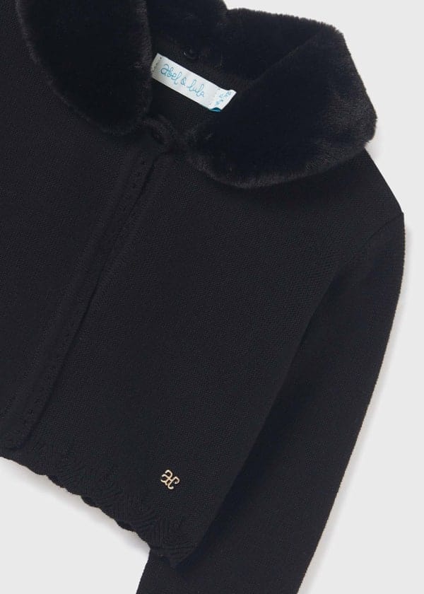 Abel & Lula Abel & Lula Faux Fur Collar Cardigan - Little Miss Muffin Children & Home