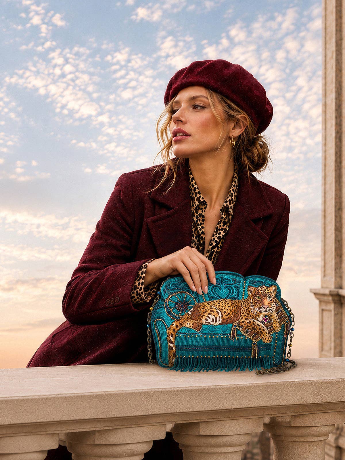 Mary Frances Lazy Leopard Crossbody Handbag
