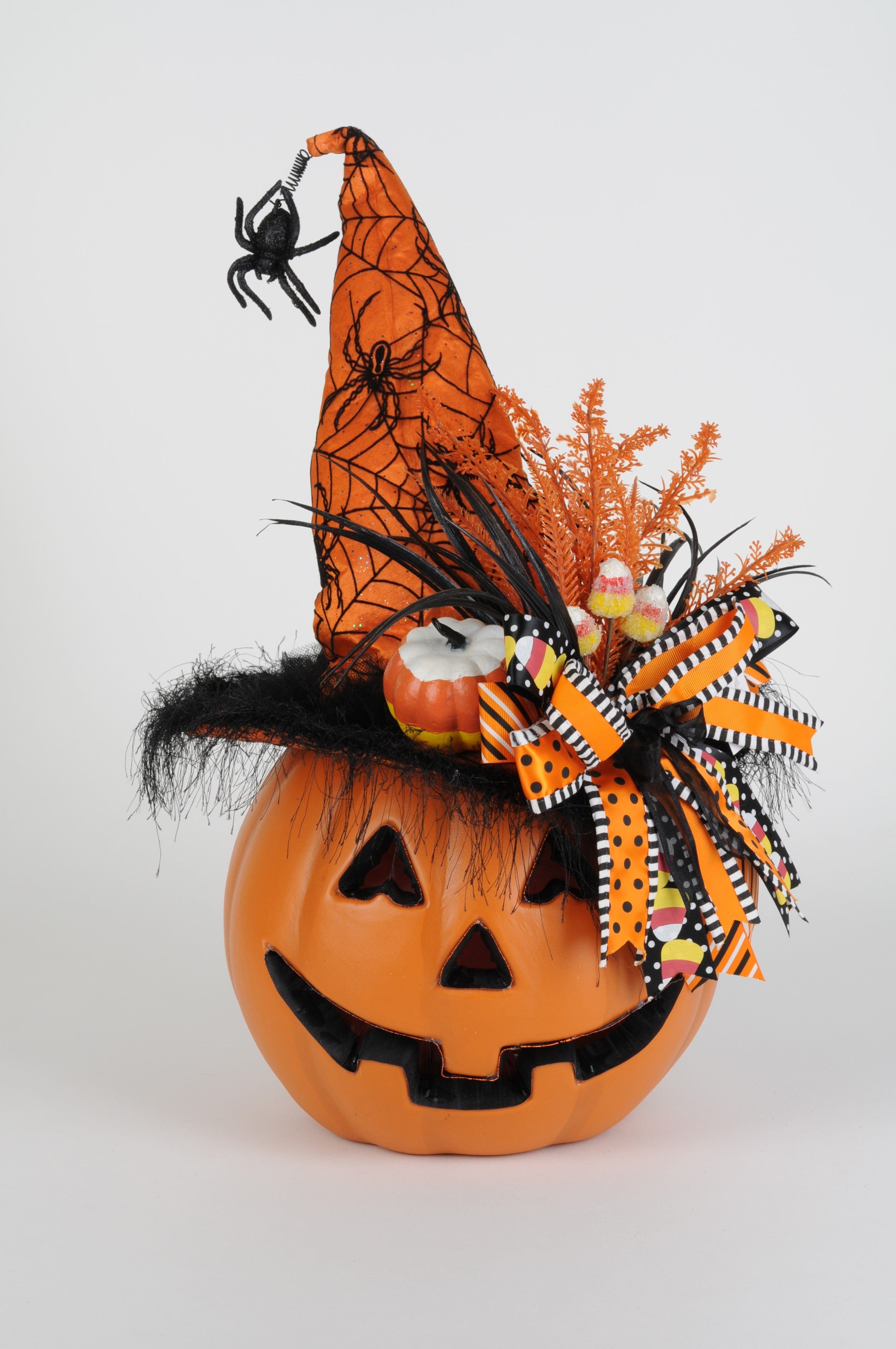 light up pumpkin with orange hat
