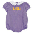 Vive La Fete Vive La Fete LSU Embroidered Short Sleeve Gingham Girl Bubble - Little Miss Muffin Children & Home