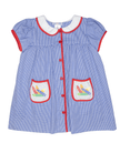 Bea Button Front Dress with Crayon Embroidered Pockets