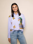 womens mardi gras float striped purple shirt
