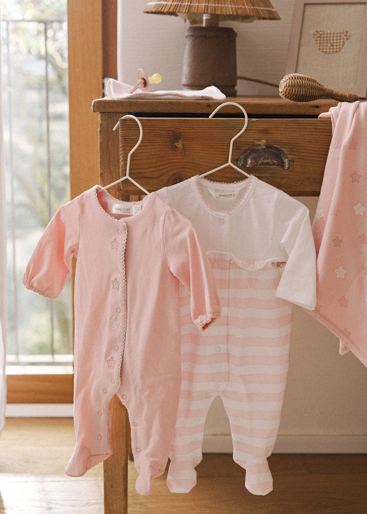 Mayoral Usa Inc Mayoral Newborn Rompers in Baby Pink, Available in 2 Styles - Little Miss Muffin Children & Home