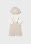 Newborn Overall Romper & Hat Set in Wheat