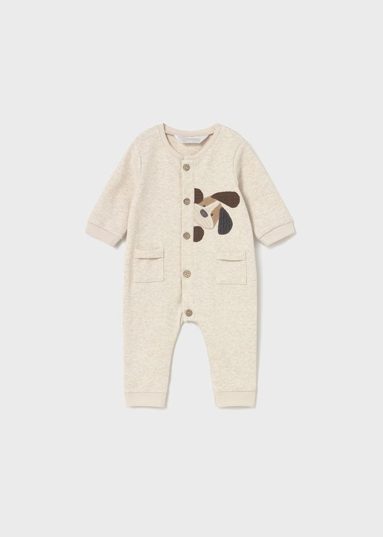 baby once piece with embroidered dog