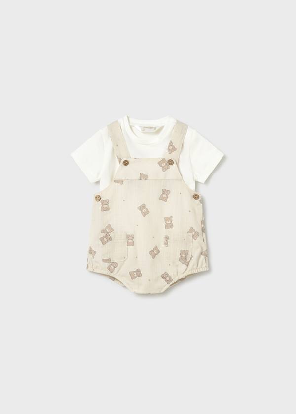 Newborn Printed Overall with T-Shirt Set
