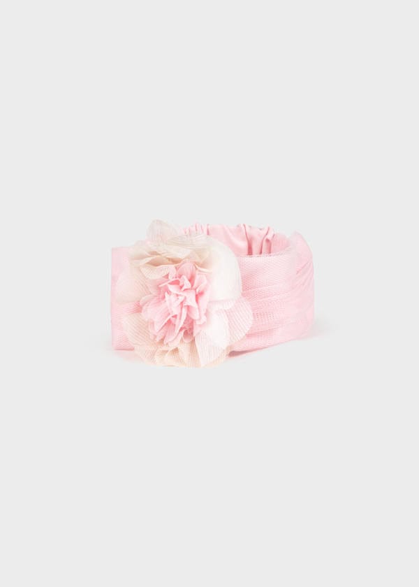 Newborn Headband with Flower in Baby Pink