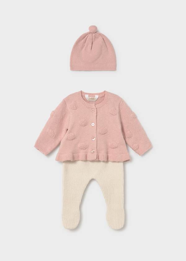 Newborn 3-Piece Knit Cardigan & Pants Set