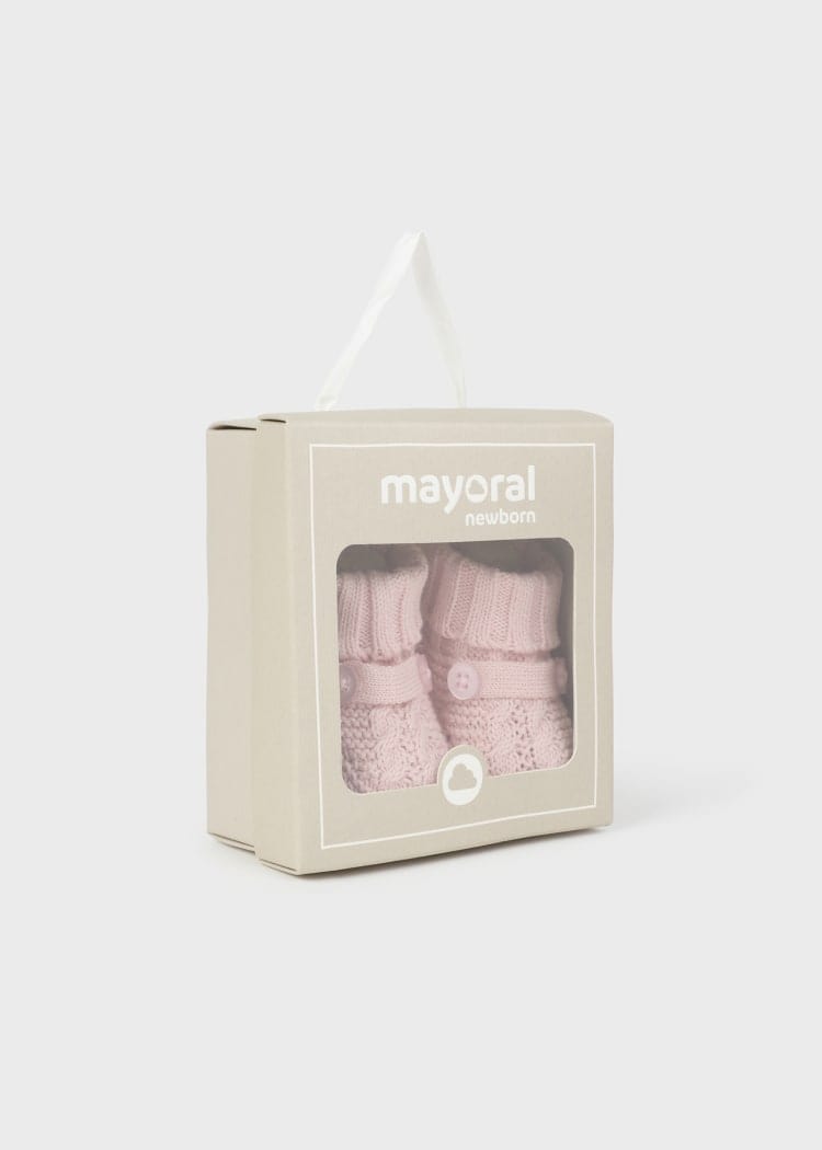 Mayoral Usa Inc Mayoral Newborn Tricot Booties in Baby Rose - Little Miss Muffin Children & Home
