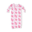 pink and white floral rose baby gown