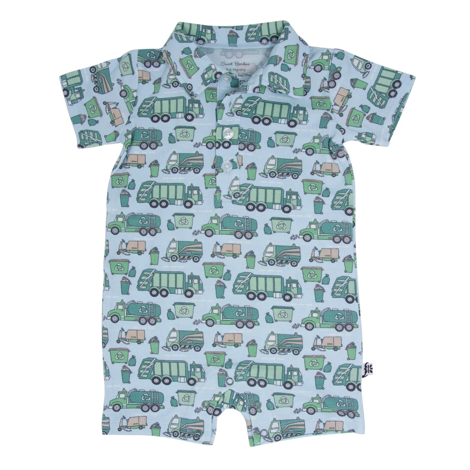 Sweet Bamboo Sweet Bamboo Polo Romper Reduce Reuse Recycle - Little Miss Muffin Children & Home