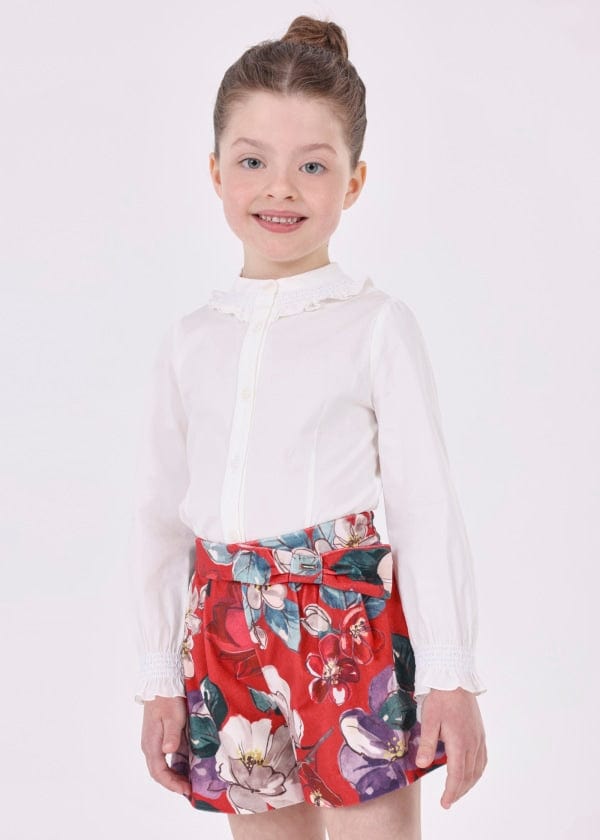 Mayoral Usa Inc Mayoral Poplin Long Sleeve Shirt with Ruffle Trim - Little Miss Muffin Children & Home